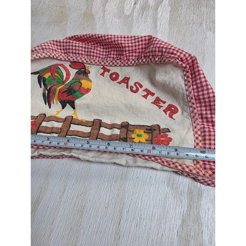 Vintage Rooster Toaster Cover Red Gingham Plaid Farmhouse Cottagecore Kitchen